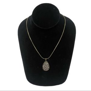 Premier Designs‎ antiqued gold teardrop Chain Rhinestone Pendant Bailey Necklace